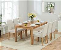 York 150cm Solid Oak Dining Table with 8 Grey Lila Chairs