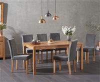 York 150cm Solid Oak Dining Table with 8 Grey Lila Chairs