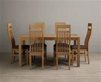 York 150cm Solid Oak Dining Table with 8 Brown Chairs