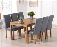 York 150cm Solid Oak Dining Table with 8 Brown Olivia Chairs