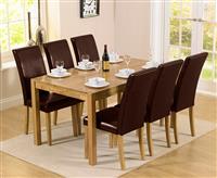 York 150cm Solid Oak Dining Table with 8 Brown Olivia Chairs