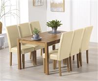 York 150cm Solid Oak Dining Table with 8 Black Olivia Chairs