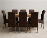 York 150cm Solid Oak Dining Table with 8 Charcoal Grey Scroll Back Chairs