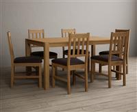 York 150cm Solid Oak Dining Table with 6 Blue York Chairs