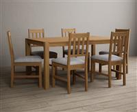 York 150cm Solid Oak Dining Table with 8 Brown York Chairs