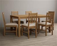 York 150cm Solid Oak Dining Table with 6 Blue York Chairs
