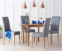 Extending York 70cm Solid Oak Drop Leaf Dining Table with 4 Grey Olivia Chairs