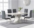 Aaron 160cm White Marble Dining Table With 4 Black Austin Dining Chairs