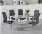 Seattle 120cm Light Grey Gloss Dining Table With 6 Red Enzo Chairs