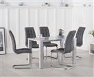 Seattle 120cm Light Grey High Gloss Dining Table With 6 Black Vigo Chairs