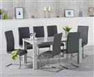 Atlanta 160cm Light Grey High Gloss Dining Table With 6 Black Austin Chairs