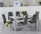 Atlanta 160cm Light Grey Gloss Dining Table with 8 Grey Marco Chairs
