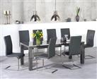 Atlanta 200cm Dark Grey High Gloss Dining Table With 8 Black Austin Chairs