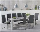 Atlanta 200cm Light Grey High Gloss Dining Table with 6 Black Austin Chairs
