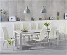 Atlanta 200cm Light Grey High Gloss Dining Table with 8 Black Enzo Chairs