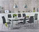 Atlanta 200cm Light Grey High Gloss Dining Table with 8 White Marco Chairs