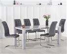 Atlanta 200cm Light Grey High Gloss Dining Table with 8 Grey Vigo Chairs