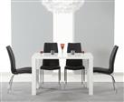 Seattle 120cm White High Gloss Dining Table With 6 Ivory White Marco Chairs
