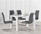 Seattle 120cm White High Gloss Dining Table With 4 Grey Gianni Chairs