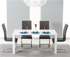 Atlanta 160cm White High Gloss Dining Table with 6 Grey Austin Chairs