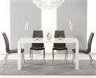 Atlanta 160cm White High Gloss Dining Table with 8 Grey Marco Chairs