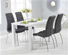 Seattle 120cm White High Gloss Dining Table With 6 Black Enzo Chairs