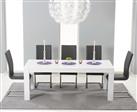 Extending Baltimore 200cm White High Gloss Dining Table with 6 Grey Austin Chairs