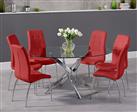 Bernini 165cm Oval Glass Dining Table with 6 Grey Enzo Chairs