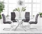 Bernini 165cm Oval Glass Dining Table With 6 Grey Vigo Velvet Chairs