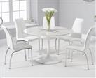 Brighton 120cm Round White Marble Dining Table With 2 Grey Cavello Dining Chairs