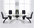 Canova 200cm Glass Dining Table with 6 Grey Aldo Chairs