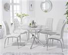 Carter 120cm Round White Marble Dining Table with 6 Cream Enzo Chairs