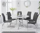 Carter 120cm Round White Marble Dining Table with 6 White Marco Chairs