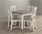 Extending Dartmouth 90cm Oak and Soft White Painted Dining Table with 4 Grey Chairs