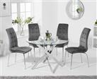 Denver 120cm Glass Dining Table With 6 Grey Enzo Velvet Chairs