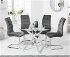 Denver 120cm Glass Dining Table With 6 Grey Vigo Velvet Chairs