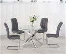 Denver 120cm Glass Dining Table With 6 Grey Vigo Chairs