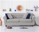 Eva Chesterfield Grey Linen Fabric 3 Seater Sofa