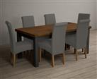 Extending Buxton 180cm Oak and Charcoal Grey Painted Dining Table with 8 Brown Chairs