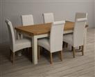 Extending Buxton 180cm Oak and Cream Painted Dining Table with 8 Brown Chairs