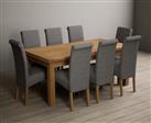 Hampshire 180cm Solid Oak Extending Dining Table With 8 Brown Scroll Back Chairs