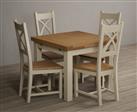 Extending Buxton 90cm Oak and Cream Dining Table with 4 Linen X Back Chairs