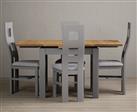 Extending Buxton 90cm Oak and Light Grey Painted Dining Table with 4 Oak Painted Chairs