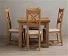 Extending Buxton 90cm Solid Oak Dining Table with 4 Oak Natural Chairs