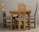 Extending Buxton 90cm Solid Oak Dining Table with 4 Charcoal Grey Natural Chairs