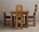 Extending Buxton 90cm Solid Oak Dining Table with 4 Charcoal Grey Natural Chairs