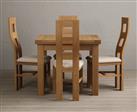 Extending Buxton 90cm Solid Oak Dining Table with 6 Charcoal Grey Natural Chairs