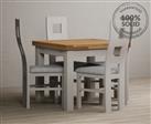 Hampshire 90cm Oak and Soft White Extending Dining Table With 4 Brown Flow Back Chairs