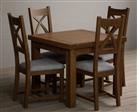 Extending Buxton 90cm Rustic Solid Oak Dining Table with 4 Light Grey Rustic Solid Oak Chairs