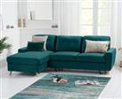Florence Left Facing Chaise Sofa Bed in Green Velvet